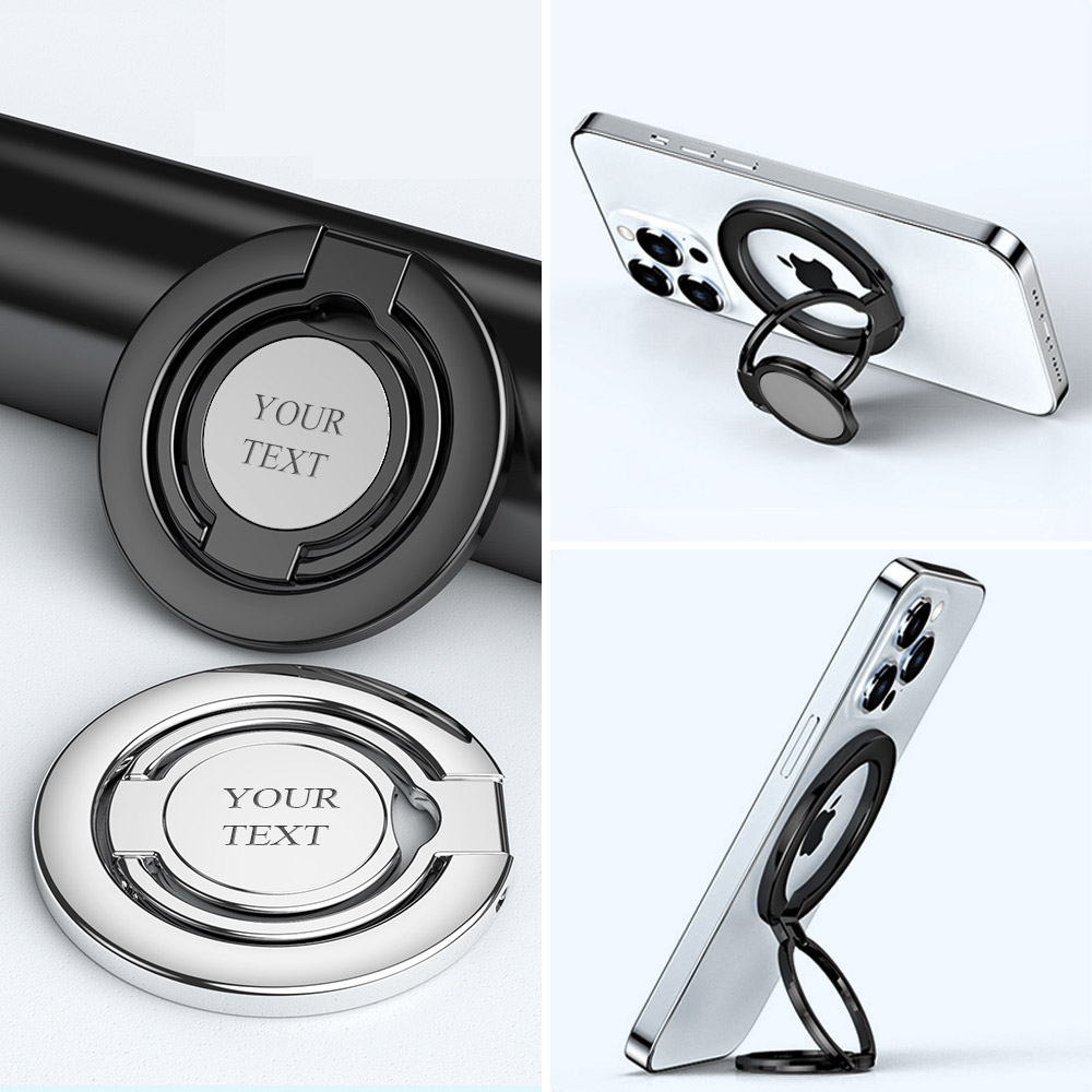 Personalized Phone Ring Holder,Custom 360°Rotatable Magnetic Finger Ring Grip Stand with Text